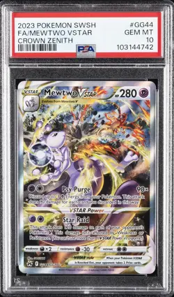 2023 POKEMON SWORD & SHIELD CROWN ZENITH #GG44 FULL ART/MEWTWO VSTAR PSA 10 - Image 1