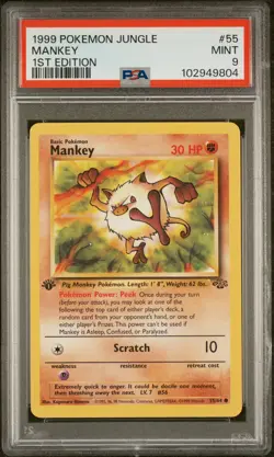 1999 POKEMON JUNGLE 1ST ED #55 MANKEY PSA 9 - Image 1