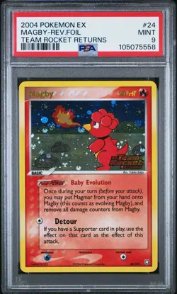 2004 POKEMON EX TEAM ROCKET RETURNS #24 MAGBY-REVERSE FOIL PSA 9 - Image 1