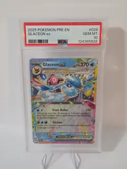 PSA 10 Gem Mint Glaceon ex 026/131 2025 Pokemon Prismatic Evolutions - Image 1