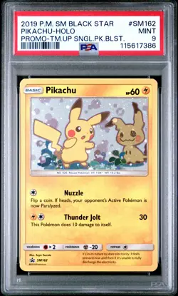 2019 POKEMON SM BLACK STAR PROMO TEAM UP SINGLE PACK BLISTERS PIKACHU-HOLO PSA 9 - Image 1