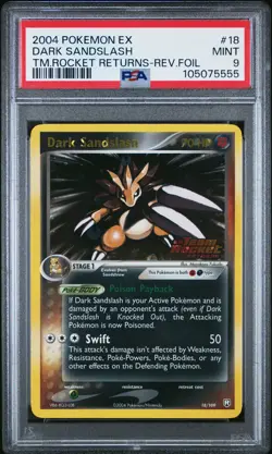 2004 POKEMON EX TEAM ROCKET RETURNS #18 DARK SANDSLASH-REVERSE FOIL PSA 9 - Image 1