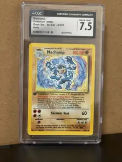 CGC 7.5 Machamp 1999 Base Set 1st Edition 8/102 Holo Pokemon Card - Image 1