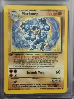 CGC 7.5 Machamp 1999 Base Set 1st Edition 8/102 Holo Pokemon Card - Image 2