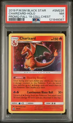 2019 POKEMON SM BLACK STAR PROMO FALL 2019 COLLECTOR CHEST CHARIZARD-HOLO PSA 7 - Image 1
