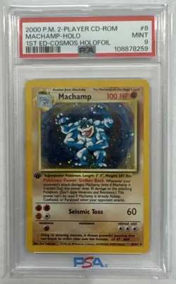 2000 POKEMON 2-PLAYER CD-ROM STARTER SET 1ST ED COSMOS FOIL MACHAMP-HOLO PSA 9 - Image 1
