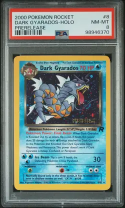 Dark Gyarados - PSA 8 Holo SWIRL Prerelease Promo - 8/82 Team Rocket Pokemon 370 - Image 1