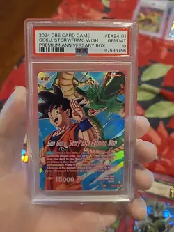 2024 DBS CARD GAME #EX24-01 SON GOKU, STORY OF A FORMING WISH PSA 10 - Image 1
