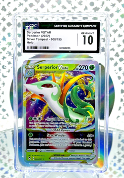 CGC 10 Serperior VSTAR 008/195 Silver Tempest Double Rare Full Art Pokemon Card - Image 1