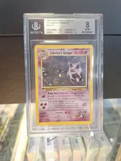 Pokemon TCG Sabrina's Gengar Holo Rare Card 14/132 Gym Heroes Beckett 8 SWIRL! - Image 1