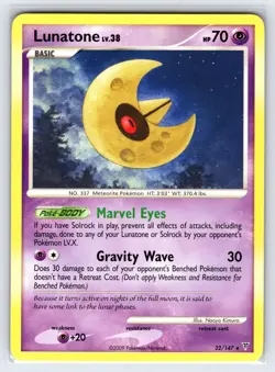 Lunatone 32/147 2009 Supreme Victors Set Pokemon Card Non Holo Rare - Vlp - Image 1