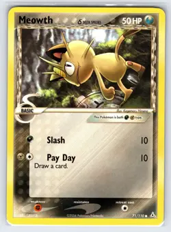 Meowth Delta Species 71/110 2006 EX Holon Phantoms Pokemon Card Common - Nm - Image 1