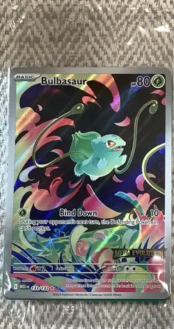 Pokemon TCG: SEALED Bulbasaur Foil Card #133/132 Mega Evolution Stamped Promo - Image 1