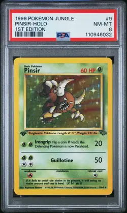 1999 POKEMON JUNGLE 1ST ED #9 PINSIR-HOLO PSA 8 - Image 1
