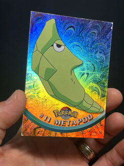 Topps Pokemon Series 1 Rainbow Foil Blue logo 1st print Metapod #11 - Image 3