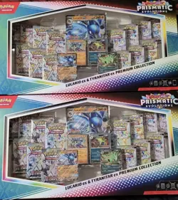 Pokemon Prismatic Evolutions Lucario EX and Tyranitar EX Premium Collection X2 - Image 1