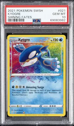 2021 POKEMON SWORD & SHIELD SHINING FATES #021 KYOGRE PSA 10 - Image 1