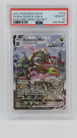 PSA 10 2021 Rayquaza VMAX Alt Art Pokemon SWSH Evolving Skies 218/203 GEM MINT - Image 1