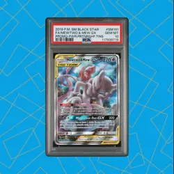 PSA 10 GEM MINT 2019 POKEMON SM BLACK STAR PROMO #SM191 FULL ART/MEWTWO & MEW GX - Image 1