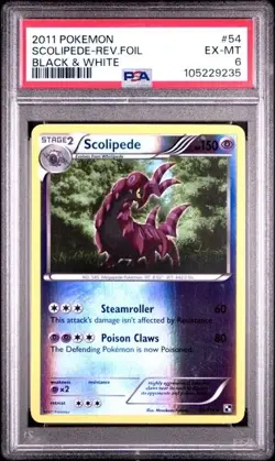SCOLIPEDE #54 PSA 6 • 2011 Pokemon Reverse Foil Black & White 9235 - Image 1