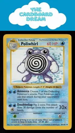Poliwhirl Base Set (Shadowless) #038/102 Uncommon WotC Pokemon Card - Image 1