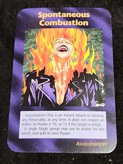Illuminati New World Order Assassins Ultra-Rare Card Spontaneous Combustion INWO - Image 1