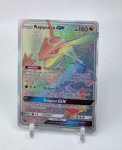Custom SPARKLING Rainbow HOLO Rayquaza GX Card READ DESCRIPTION BELOW - Image 1