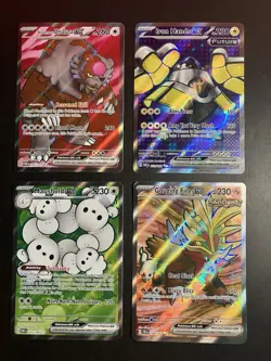 Pokemon 4 Card LP to NM Full Art Lot Iron Hands ex Maushold ex Gouging Fire ex - Image 1