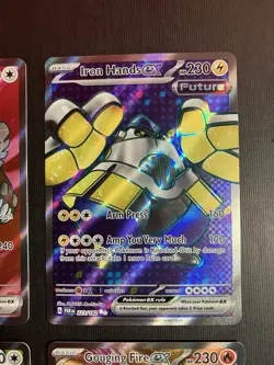 Pokemon 4 Card LP to NM Full Art Lot Iron Hands ex Maushold ex Gouging Fire ex - Image 3
