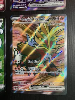 Pokemon 4 Card LP to NM Full Art Lot Iron Hands ex Maushold ex Gouging Fire ex - Image 5
