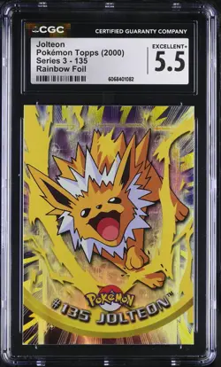 CGC 5.5 Jolteon Topps 2000 Series 3 135 Rainbow Foil Pokemon Card - Image 1