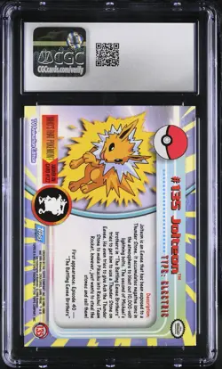 CGC 5.5 Jolteon Topps 2000 Series 3 135 Rainbow Foil Pokemon Card - Image 2