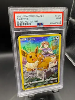 PSA 9 Eevee TG11/TG30 Brilliant Stars 2022 Full Art Holo Pokemon Card TCG - Image 1