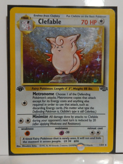 Pokemon TCG Clefable Jungle Holo Card 1/64 Unlimited Rare, First Edition - Image 1