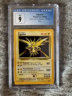 Pokemon TCG Zapdos Base Set Holo Unlimited Rare Card 16/102 NM/LP - 1999 - Image 1