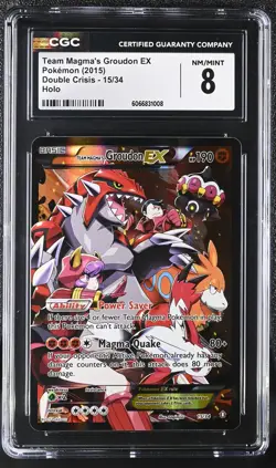 CGC 8 Team Magma's Groudon EX 2015 Double Crisis 15/34 Holo Pokemon Card - Image 1