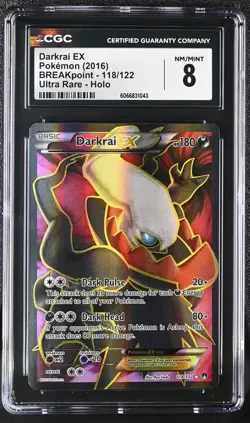 CGC 8 Darkrai EX 2016 BREAKpoint 118/122 Ultra Rare Holo Pokemon Card - Image 1