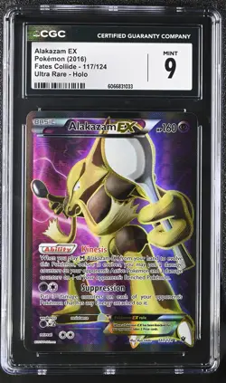 CGC 9 MINT Alakazam EX 2016 Fates Collide 117/124 Ultra Rare Holo Pokemon Card - Image 1