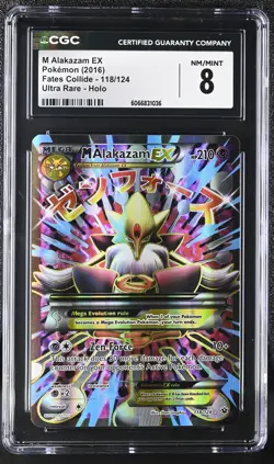 CGC 8 M Alakazam EX 2016 Fates Collide 118/124 Ultra Rare Holo Pokemon Card - Image 1