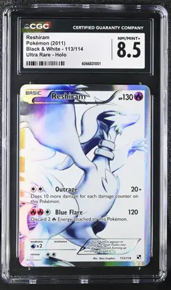 CGC 8.5 Reshiram 2011 Black & White 113/114 Ultra Rare Holo Pokemon Card - Image 1