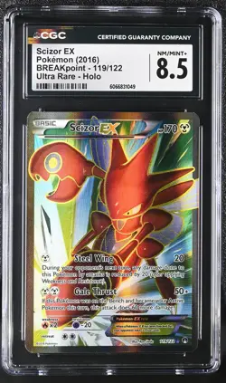 CGC 8.5 Scizor EX 2016 BREAKpoint 119/122 Ultra Rare Holo Pokemon Card - Image 1