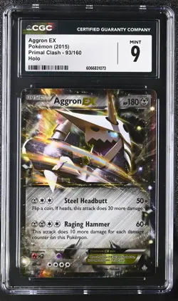 CGC 9 MINT Aggron EX 2015 Primal Clash 93/160 Holo Pokemon Card - Image 1