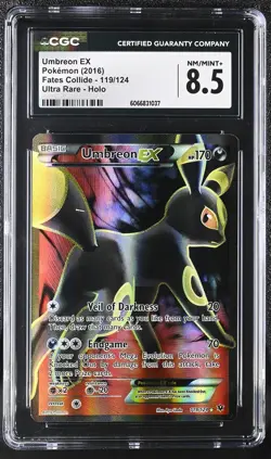 CGC 8.5 Umbreon EX 2016 Fates Collide 119/124 Ultra Rare Holo Pokemon Card - Image 1