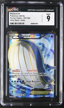 CGC 9 MINT Wailord EX 2015 Primal Clash 147/160 Ultra Rare Holo Pokemon Card - Image 1