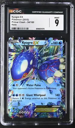 CGC 9 MINT Kyogre EX 2015 Primal Clash 54/160 Holo Pokemon Card - Image 1