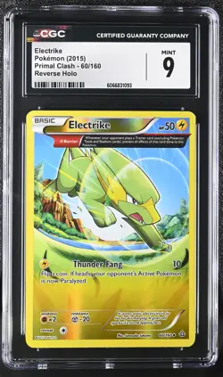 CGC 9 MINT Electrike 2015 Primal Clash 60/160 Reverse Holo Pokemon Card - Image 1