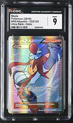 CGC 9 MINT Skyla 2016 BREAKpoint 122/122 Ultra Rare Holo Pokemon Card - Image 1
