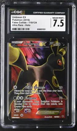 CGC 7.5 Umbreon EX 2016 Fates Collide 119/124 Ultra Rare Holo Pokemon Card - Image 1