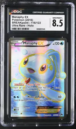 CGC 8.5 Manaphy EX 2016 BREAKpoint 116/122 Ultra Rare Holo Pokemon Card - Image 1