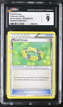 CGC 9 MINT Floral Crown Generations RC26/RC32 Radiant Collection Pokemon Card - Image 1